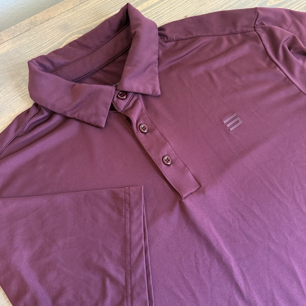 Three Sixty Six Men's Medium Maroon Short Sleeve Golf Polo Collar Shirt Top